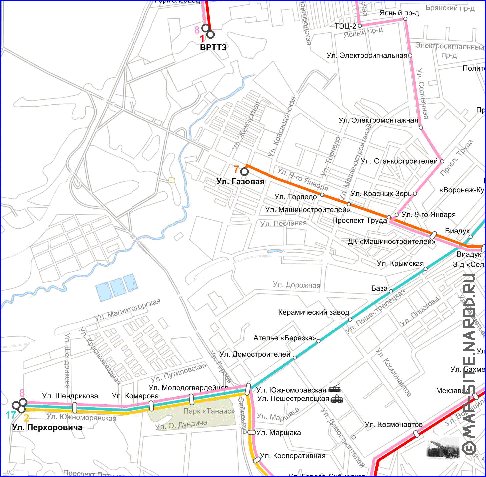 Transporte mapa de Voronej