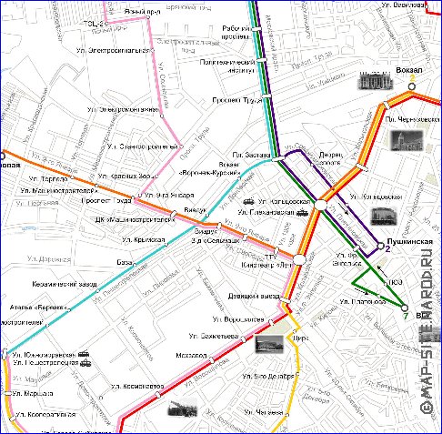 Transporte mapa de Voronej