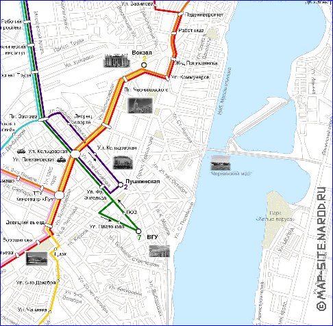 Transporte mapa de Voronej