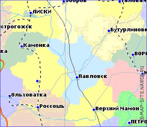 carte de Oblast de Voronej