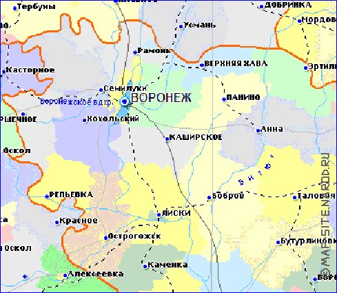 carte de Oblast de Voronej